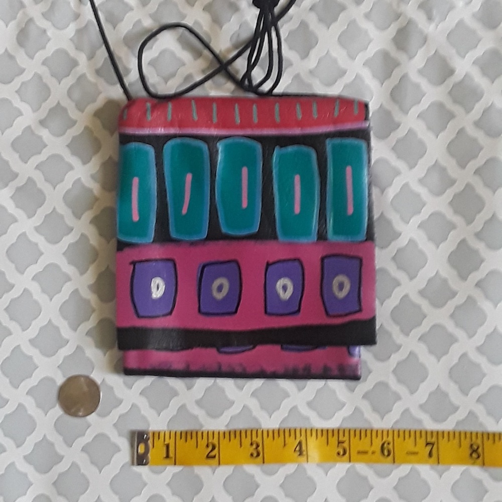 Painted leather money pouch